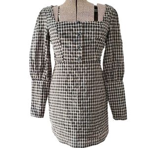 Essue black and white gingham mini dress size medium